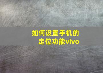 如何设置手机的定位功能vivo