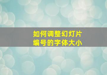 如何调整幻灯片编号的字体大小