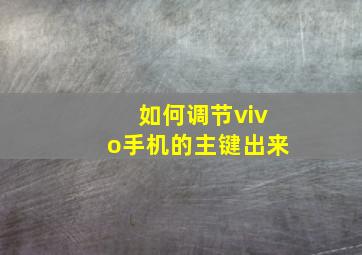 如何调节vivo手机的主键出来