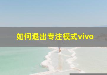 如何退出专注模式vivo