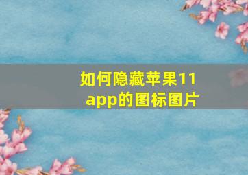 如何隐藏苹果11app的图标图片