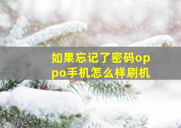 如果忘记了密码oppo手机怎么样刷机