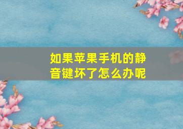 如果苹果手机的静音键坏了怎么办呢