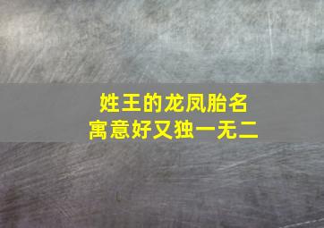 姓王的龙凤胎名寓意好又独一无二