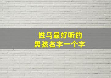 姓马最好听的男孩名字一个字