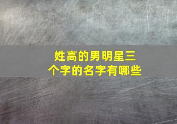 姓高的男明星三个字的名字有哪些