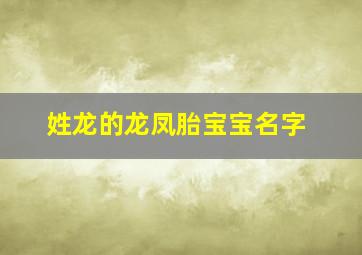 姓龙的龙凤胎宝宝名字