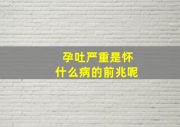 孕吐严重是怀什么病的前兆呢