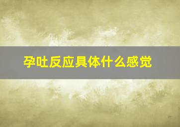 孕吐反应具体什么感觉