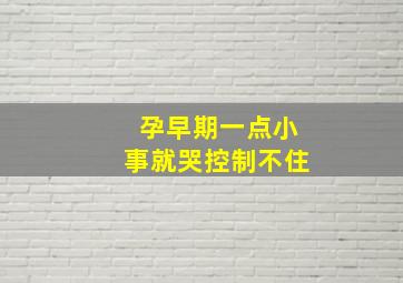 孕早期一点小事就哭控制不住