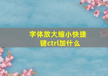 字体放大缩小快捷键ctrl加什么