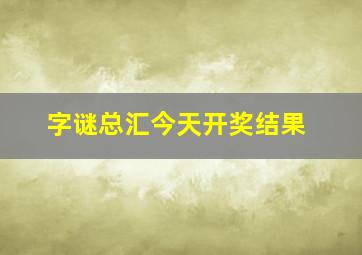 字谜总汇今天开奖结果