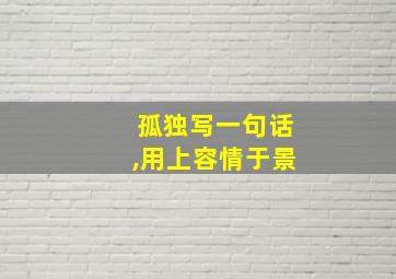 孤独写一句话,用上容情于景