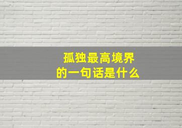 孤独最高境界的一句话是什么