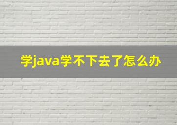 学java学不下去了怎么办