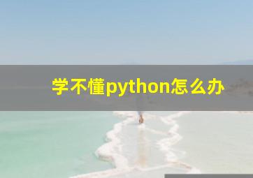 学不懂python怎么办