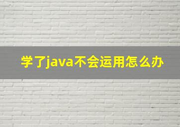 学了java不会运用怎么办