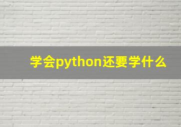 学会python还要学什么