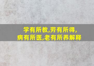 学有所教,劳有所得,病有所医,老有所养解释