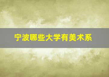 宁波哪些大学有美术系