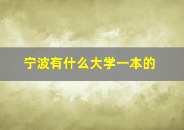 宁波有什么大学一本的