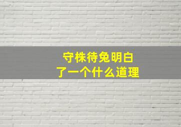 守株待兔明白了一个什么道理