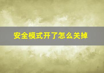 安全模式开了怎么关掉