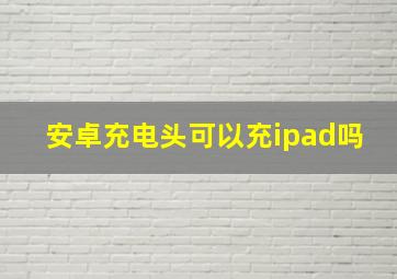 安卓充电头可以充ipad吗