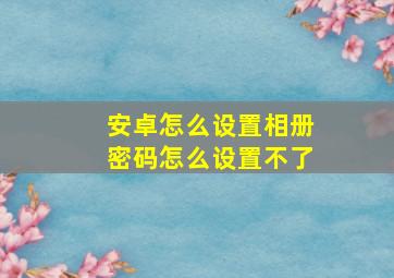 安卓怎么设置相册密码怎么设置不了