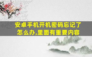 安卓手机开机密码忘记了怎么办,里面有重要内容