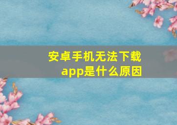 安卓手机无法下载app是什么原因