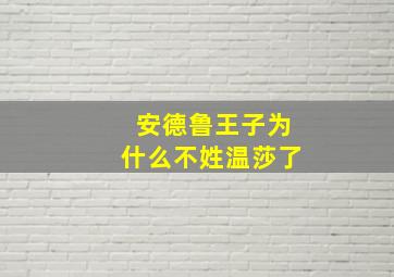 安德鲁王子为什么不姓温莎了