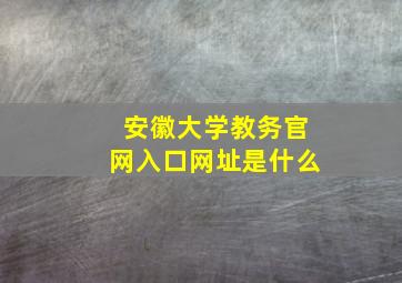 安徽大学教务官网入口网址是什么