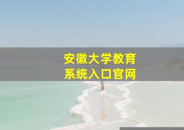 安徽大学教育系统入口官网