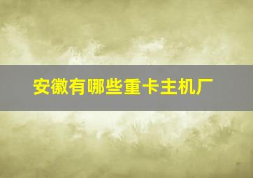 安徽有哪些重卡主机厂