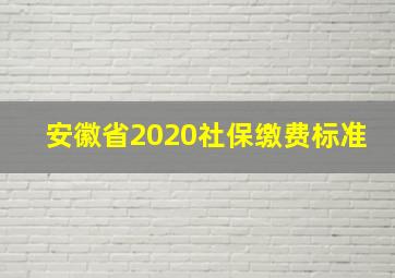 安徽省2020社保缴费标准