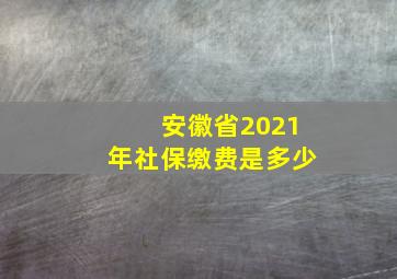 安徽省2021年社保缴费是多少