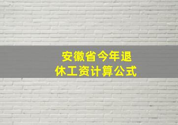 安徽省今年退休工资计算公式