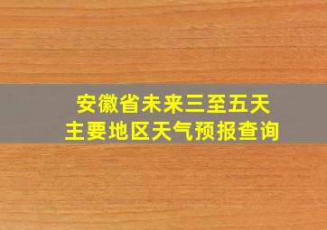 安徽省未来三至五天主要地区天气预报查询