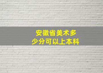 安徽省美术多少分可以上本科