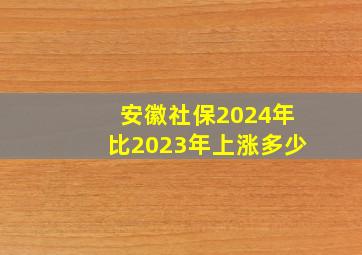 安徽社保2024年比2023年上涨多少