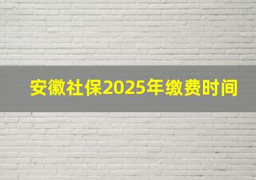 安徽社保2025年缴费时间