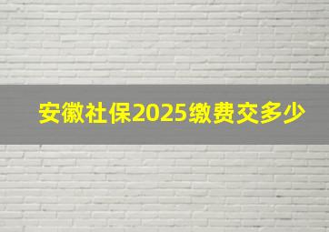 安徽社保2025缴费交多少