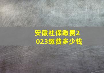 安徽社保缴费2023缴费多少钱