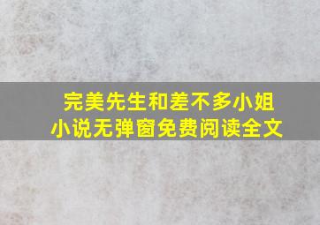 完美先生和差不多小姐小说无弹窗免费阅读全文