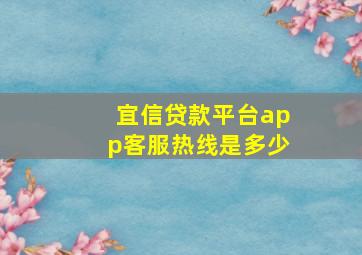 宜信贷款平台app客服热线是多少