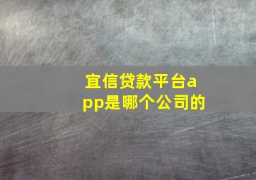 宜信贷款平台app是哪个公司的