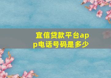 宜信贷款平台app电话号码是多少