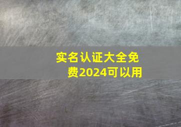 实名认证大全免费2024可以用