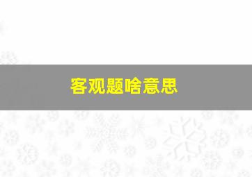 客观题啥意思